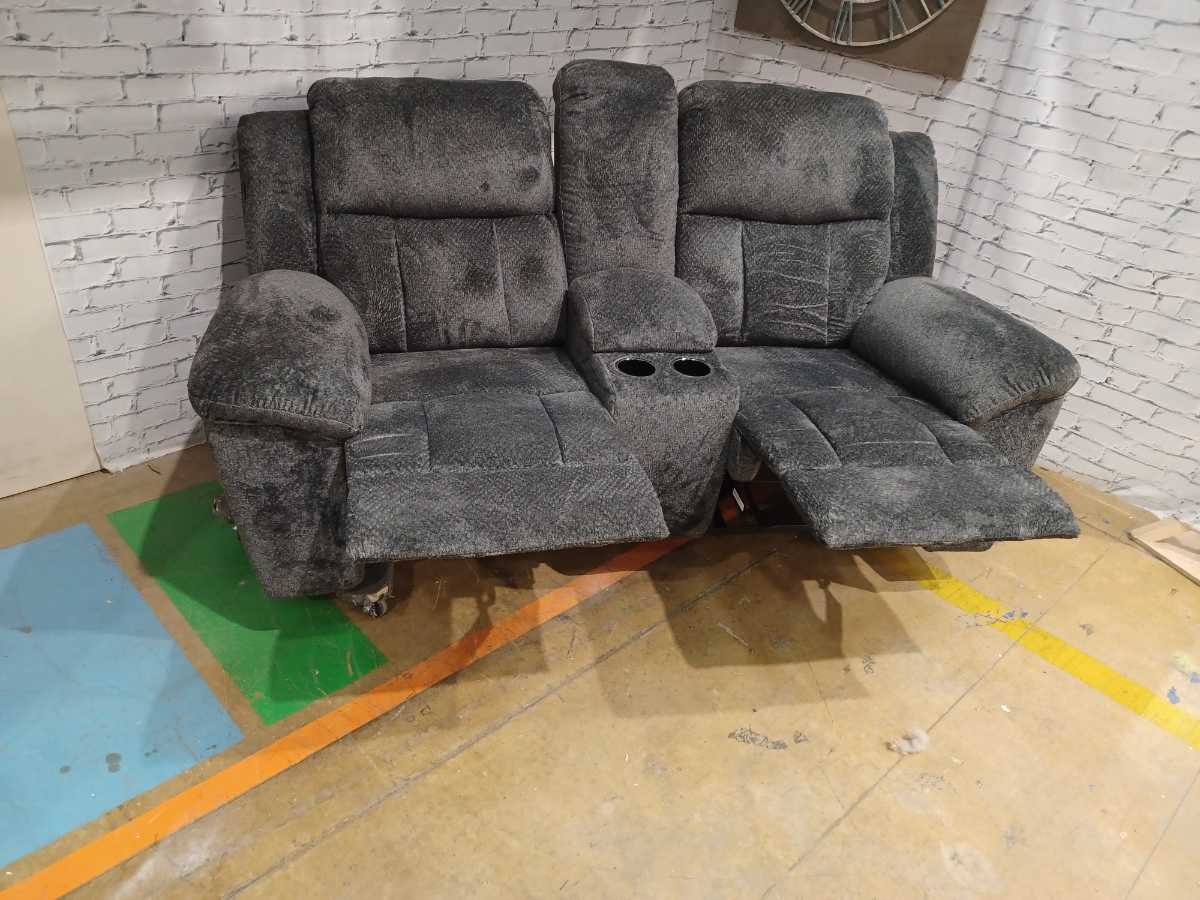 Frohn Reclining Loveseat with Console - Graphite - Gallery Image 5
